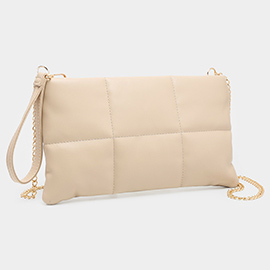 Quilted Solid Faux Leather Crossbody Bag