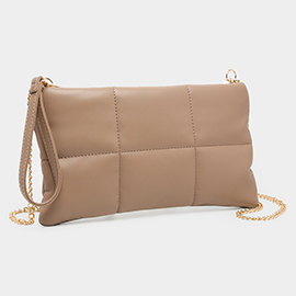 Quilted Solid Faux Leather Crossbody Bag