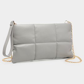 Quilted Solid Faux Leather Crossbody Bag