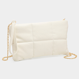 Quilted Solid Faux Leather Crossbody Bag