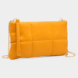 Quilted Solid Faux Leather Crossbody Bag