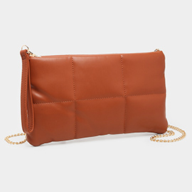 Quilted Solid Faux Leather Crossbody Bag