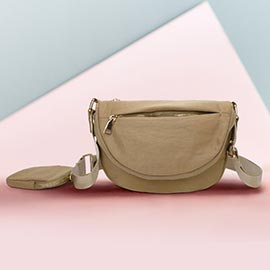 Half Round Solid Nylon Crossbody Bag