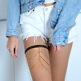 Draped Metal Chain Stretch Thigh Garter