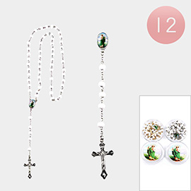 12PCS - Crucifix Pendant Beaded Y Rosary Necklaces