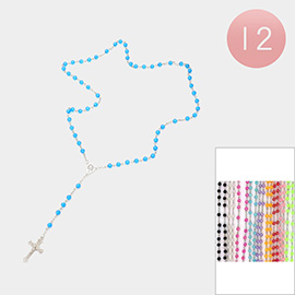 12PCS - Crucifix Pendant Beaded Y Rosary Necklaces