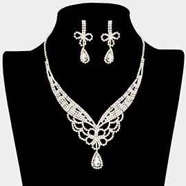 Teardrop Stone Accented Rhinestone Necklace