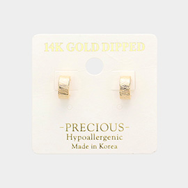 14K Gold Dipped Textured Metal Hoop Earrings