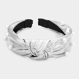 Pearl Embellished Knot Burnout Headband