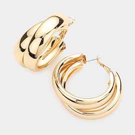 Double Layered Metal Hoop Earrings