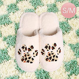Leopard Patterned Paw Soft Home Indoor Floor Slippers