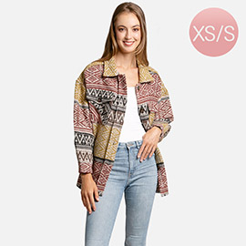 Tribal Patterned Boyfriend Fit Shacket