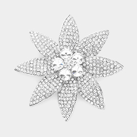 Stone Embellished Flower Pin Brooch