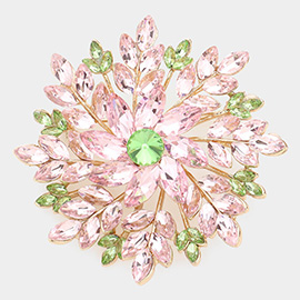 Marquise Stone Cluster Flower Pin Brooch