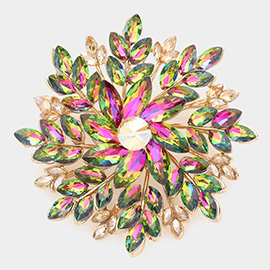Marquise Stone Cluster Flower Pin Brooch