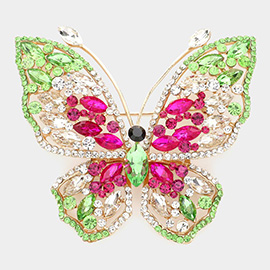 Multi Stone Embellished Butterfly Pin Brooch