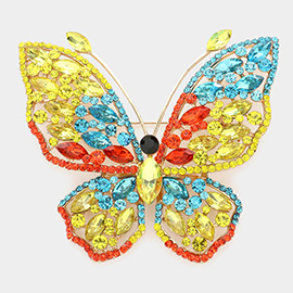 Multi Stone Embellished Butterfly Pin Brooch