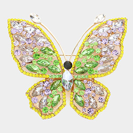 Multi Stone Embellished Butterfly Pin Brooch