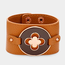 Quatrefoil Accented Faux Leather Bracelet