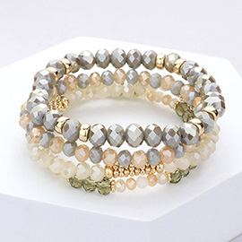 4PCS - Faceted Beaded Stretch Bracelets