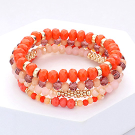 4PCS - Faceted Beaded Stretch Bracelets