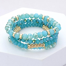 4PCS - Faceted Beaded Stretch Bracelets