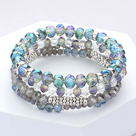 4PCS - Faceted Beaded Stretch Bracelets