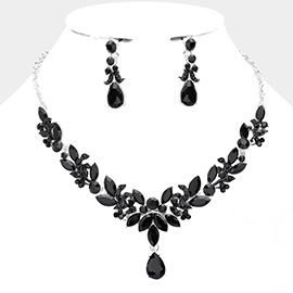 Multi Stone Cluster Evening Necklace
