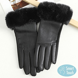 Faux Fur Cuff Touch Smart Gloves