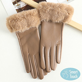 Faux Fur Cuff Touch Smart Gloves