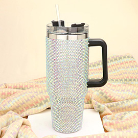 40oz Stainless Steel Bling Tumbler with Handle