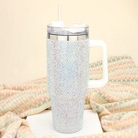 40oz Stainless Steel Bling Tumbler with Handle