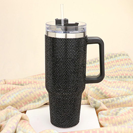 40oz Stainless Steel Bling Tumbler with Handle