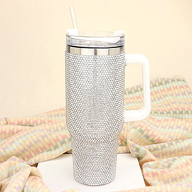 40oz Stainless Steel Bling Tumbler with Handle
