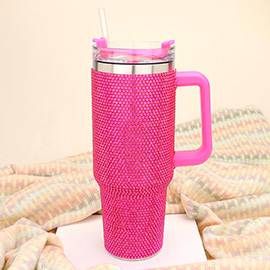 40oz Stainless Steel Bling Tumbler with Handle
