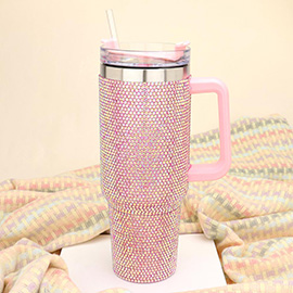 40oz Stainless Steel Bling Tumbler with Handle