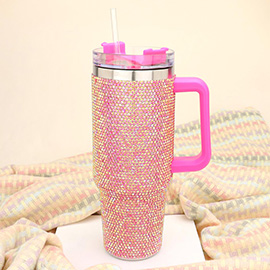 40oz Stainless Steel Bling Tumbler with Handle