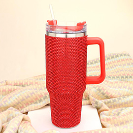 40oz Stainless Steel Bling Tumbler with Handle