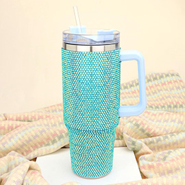 40oz Stainless Steel Bling Tumbler with Handle