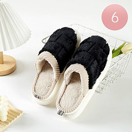 6Pairs - Woven Style Soft Home Indoor Floor Slippers