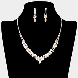 Round Marquise Stone Cluster Rhinestone Necklace