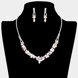 Round Marquise Stone Cluster Rhinestone Necklace