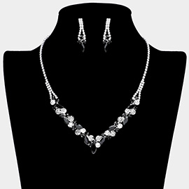 Round Marquise Stone Cluster Rhinestone Necklace