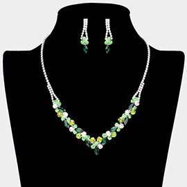 Round Marquise Stone Cluster Rhinestone Necklace
