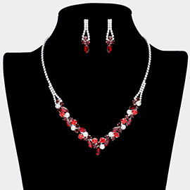 Round Marquise Stone Cluster Rhinestone Necklace