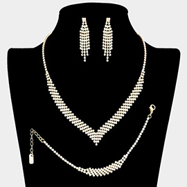 3PCS - Rhinestone Pave Necklace Jewelry Set