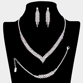 3PCS - Rhinestone Pave Necklace Jewelry Set