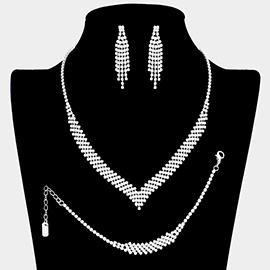3PCS - Rhinestone Pave Necklace Jewelry Set