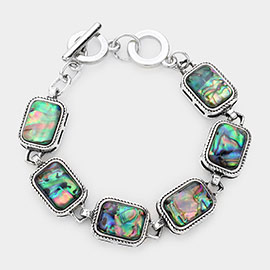 Abalone Rectangle Link Toggle Bracelet