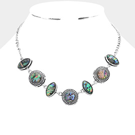 Geometric Abalone Link Necklace